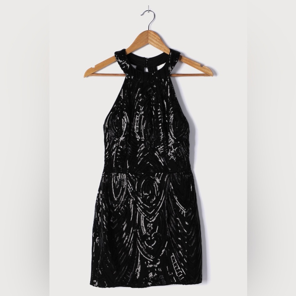 Lulu's Black Embellished Sequin Cocktail Mini Dress - Picture 5 of 10